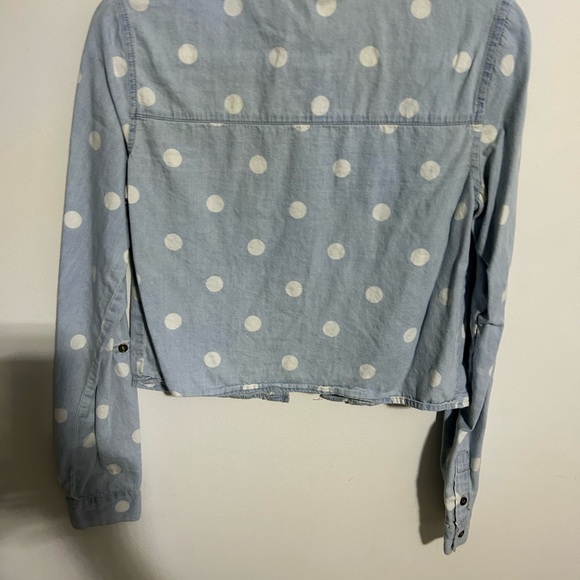 CHAMBRAY Small POLKA DOT CROPPED SHIRT - Picture 12 of 14